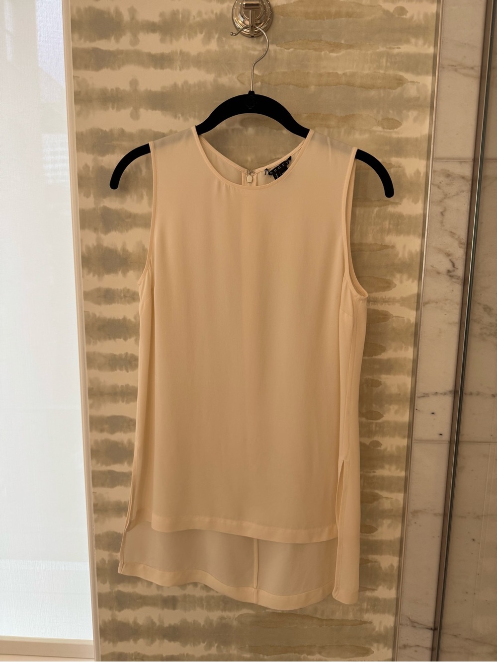 Theory Cream Sleeveless Layered Shell Top